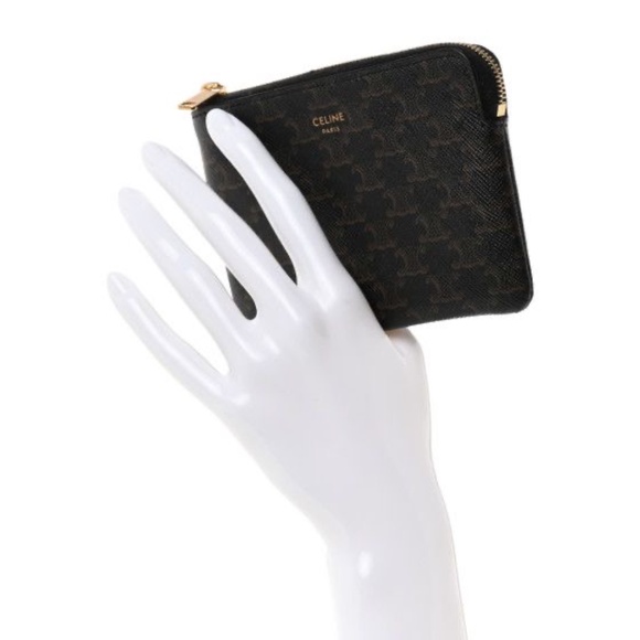 Authentic CELINE Triomphe Canvas Zipped Coin Purse/Wallet Black - Picture 3 of 12